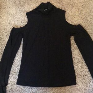Black cut out sleeve turtle neck
